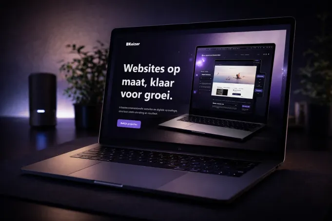 Voorbeeld van een stijlvolle website op scherm