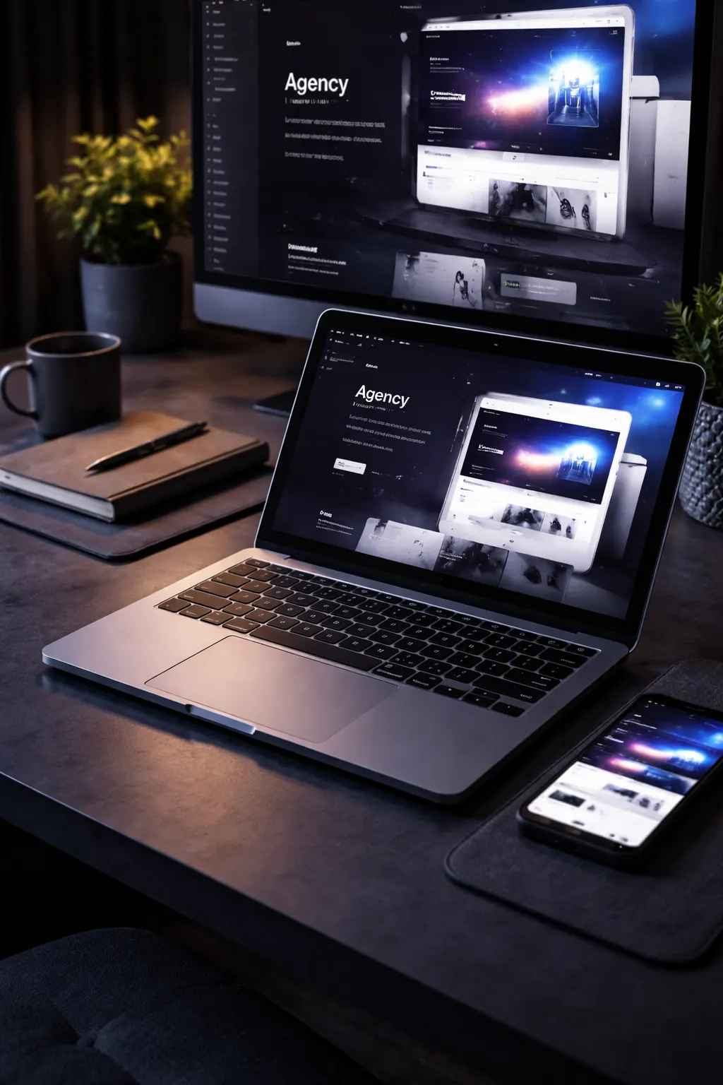 Stijlvolle website mockup op scherm