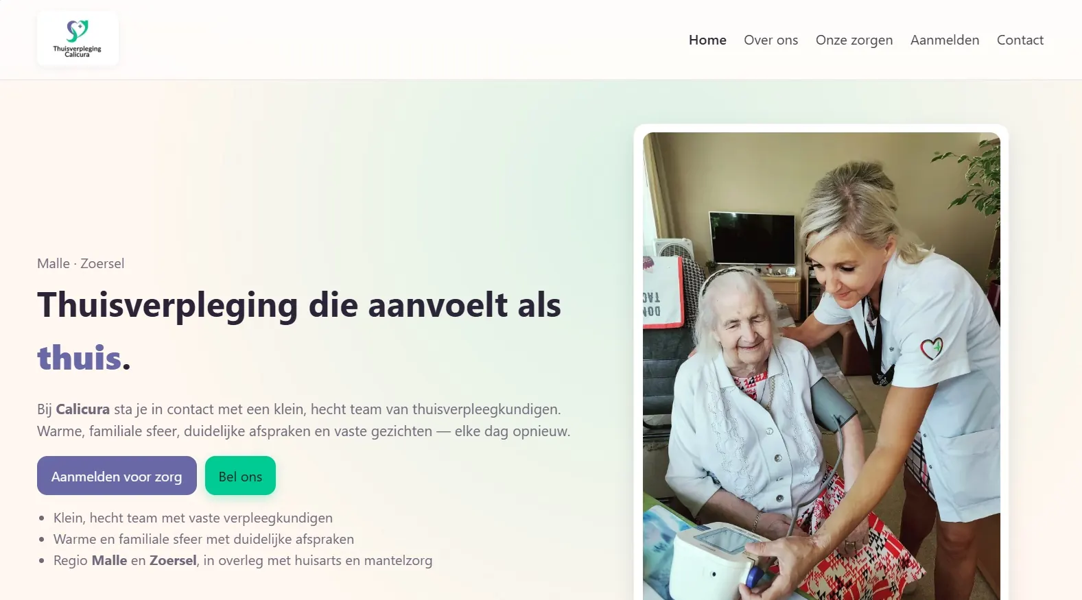Website van Calicura
