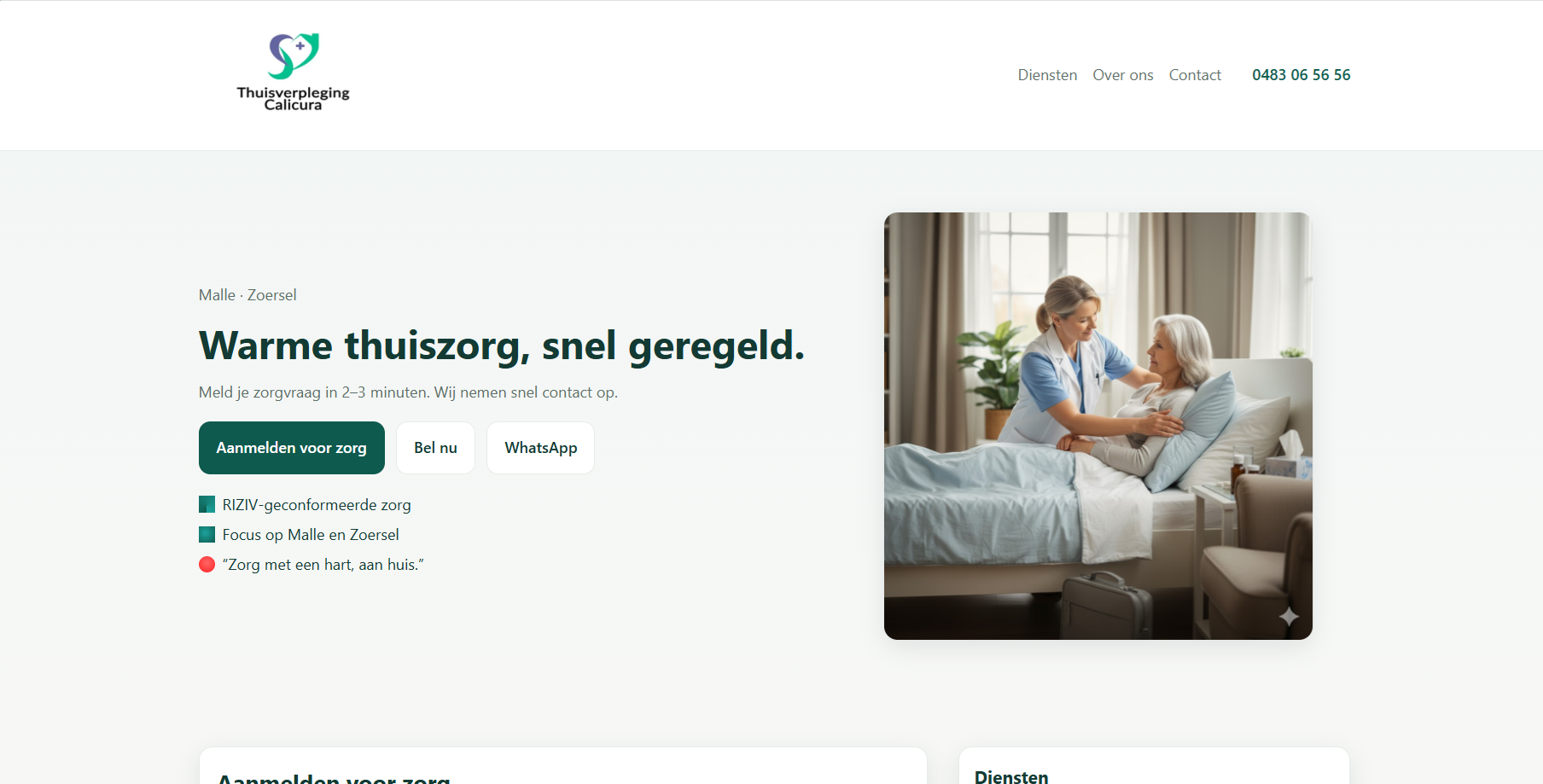 Calicura — conceptpagina voor warme thuiszorg