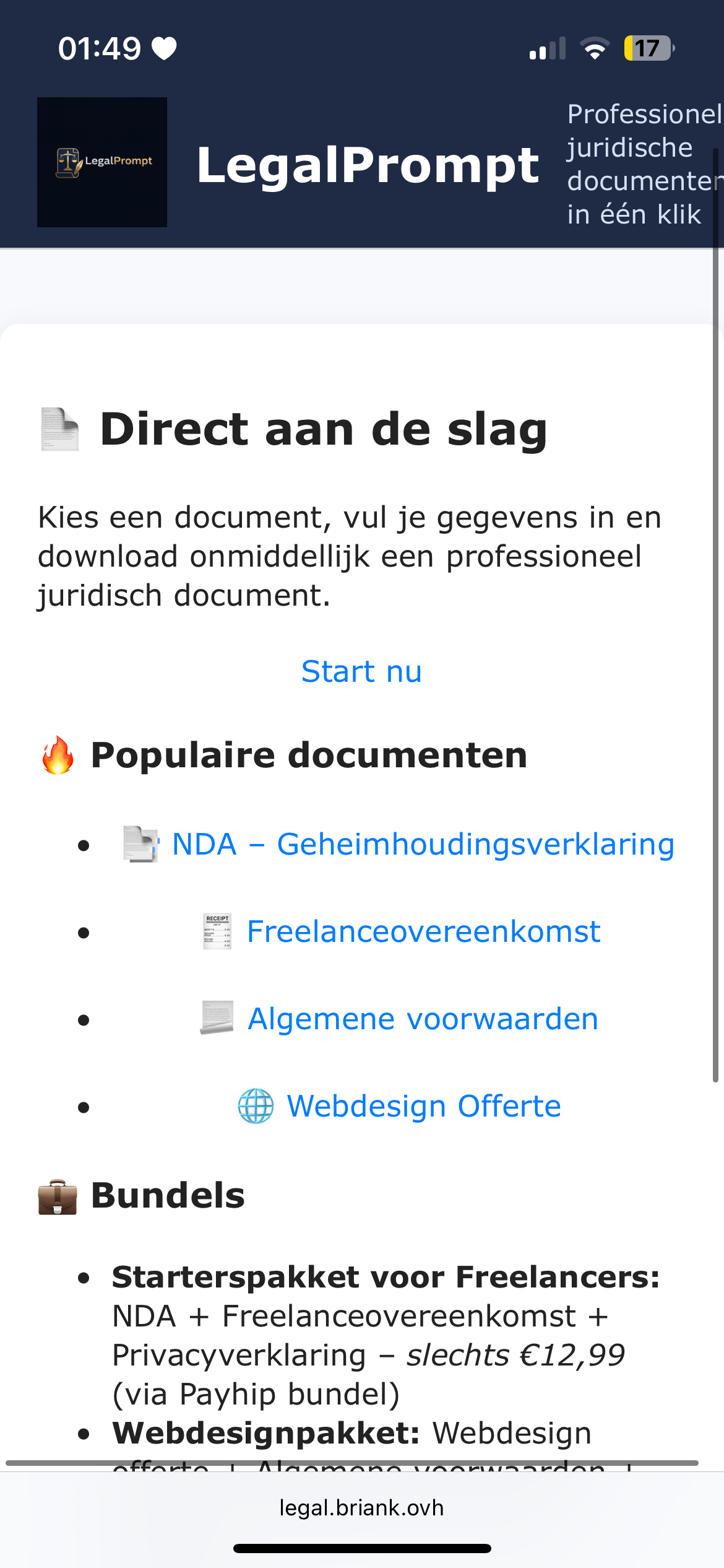Screenshot Legal