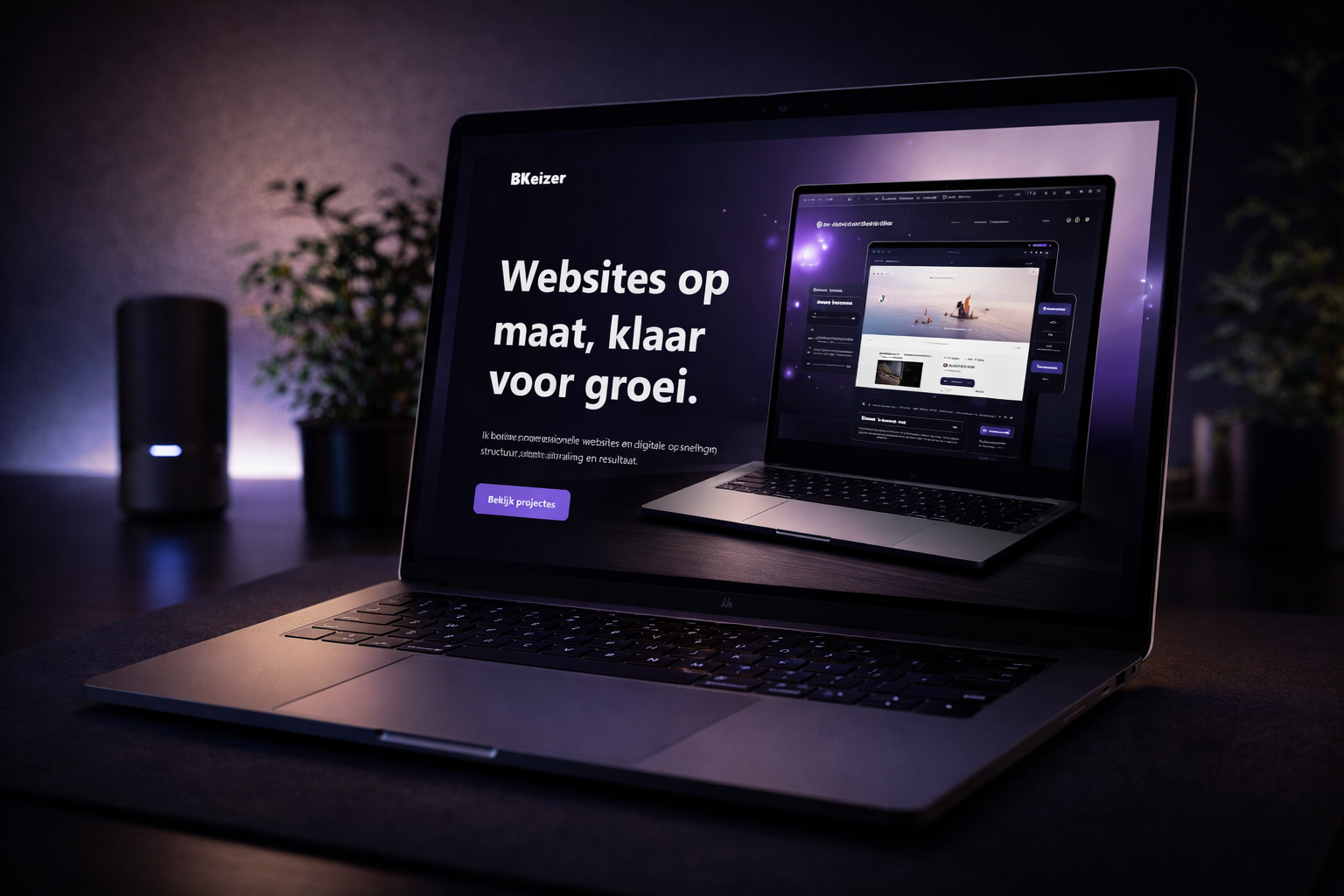 Voorbeeld van een stijlvolle website op scherm